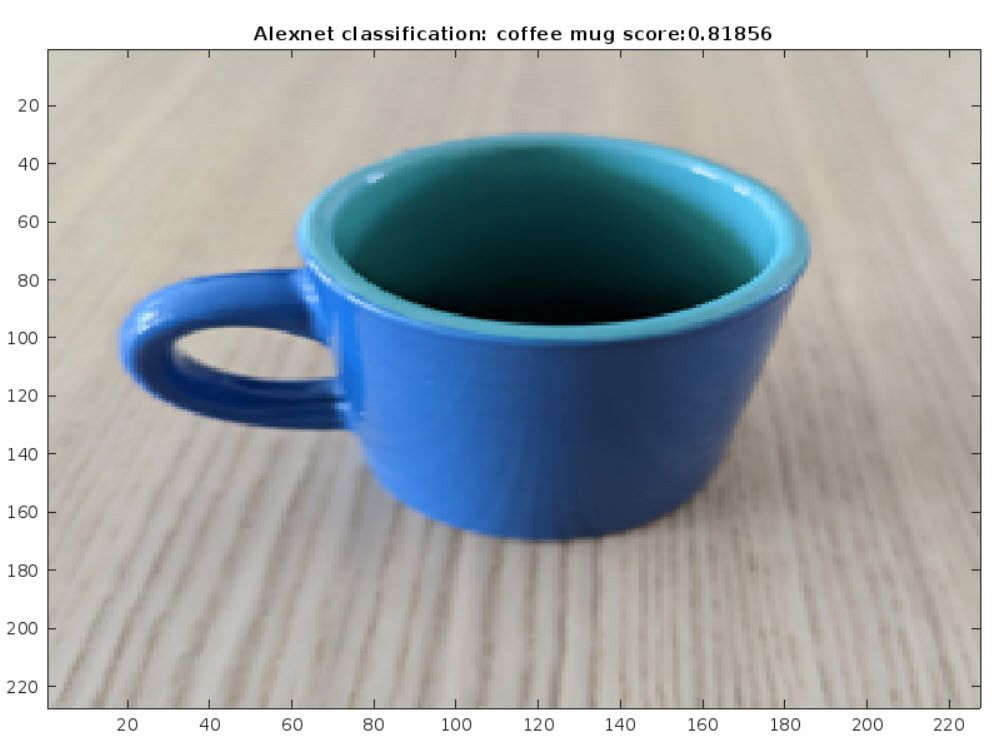 Image of an AlexNet classification of the object that students photographed as well as a confidence score.