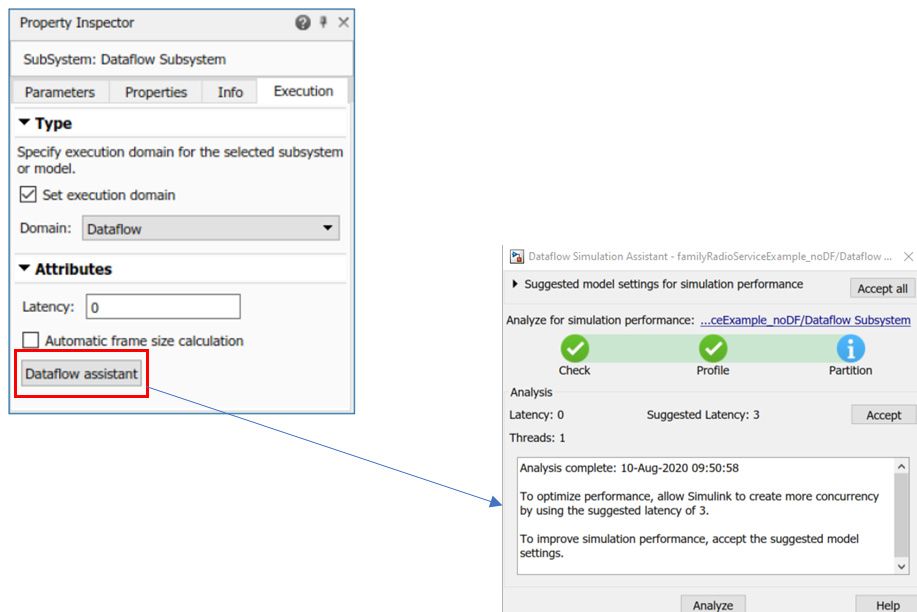 Figure 5. Dataflow assistant showing suggested changes to model settings. 