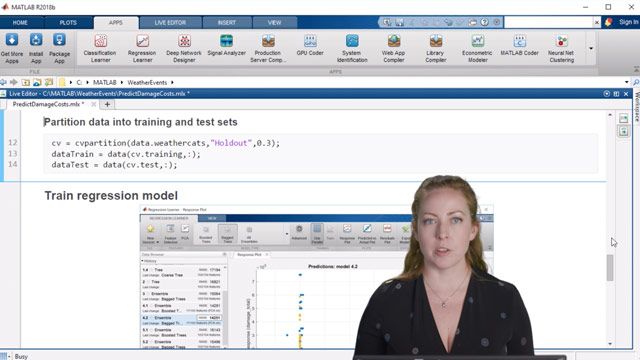 Walk through an example using historical weather data to predict damage costs of future storm events. You’ll learn how to prepare your data and train and test your model.