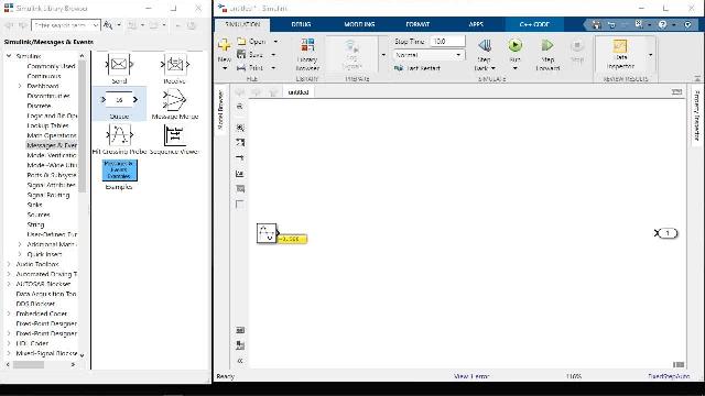 Use messages to model and generate C++ code for software compositions with message-based communication.