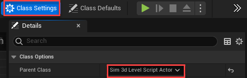 Unreal Editor class settings