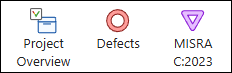 Filters on the Dashboard perspective such as Defects and MISRA C:2023