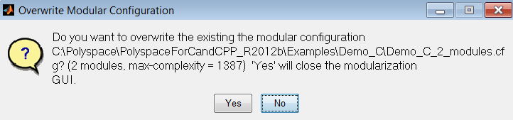 Popup dialog asking whether to overwrite the existing modular configuration.