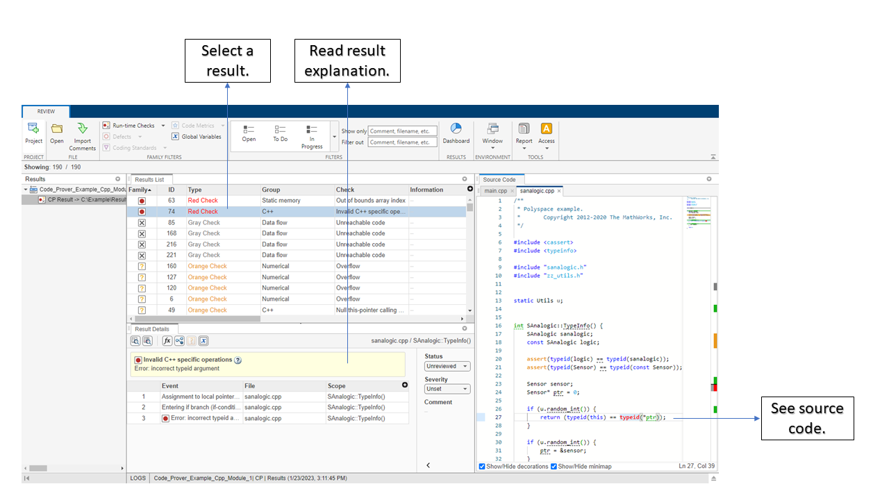 Review a Code Prover result in Polyspace Platform