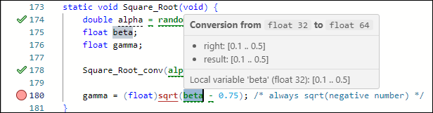 Source Code panel showing tooltip for the beta variable.