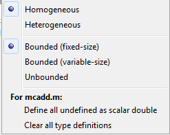 Dialog box, showing options Homogenous or Heterogeneous