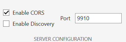 Checkboxes labelled "Enable CORS" and "Enable Discovery.