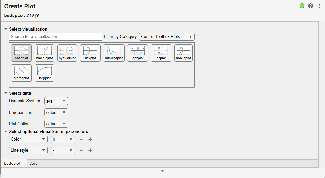 Create Plot task in the Live Editor