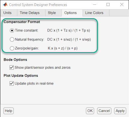 compensator edit matlab dynamics zeros poles mathworks editor right select