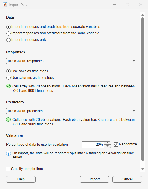 Import Data dialog box