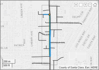 Selected roads in blue