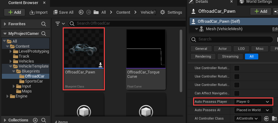 Unreal editor modes tab with image of camera