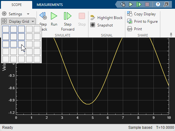 The scope window with the Display Grid option expanded