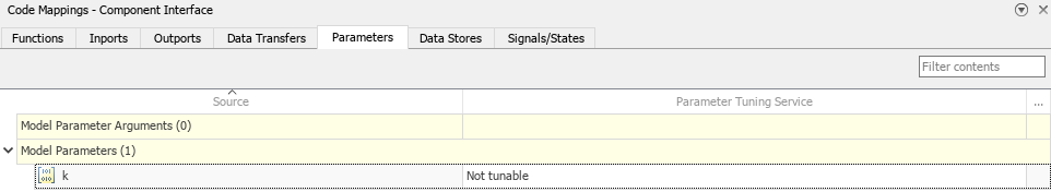 Parameter tuning service for parameter k configured to 'Not tunable' in Code Mappings editor