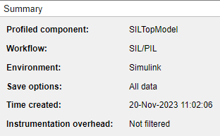 Summary panel shows information about simulation.