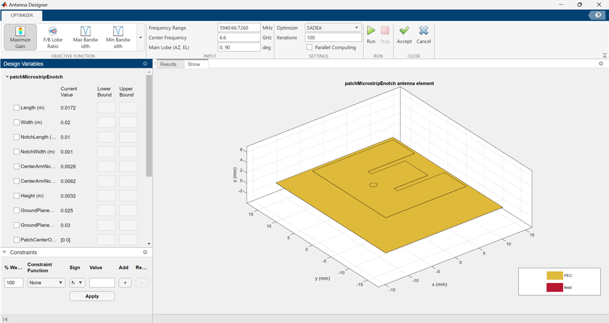 patch antenna matlab