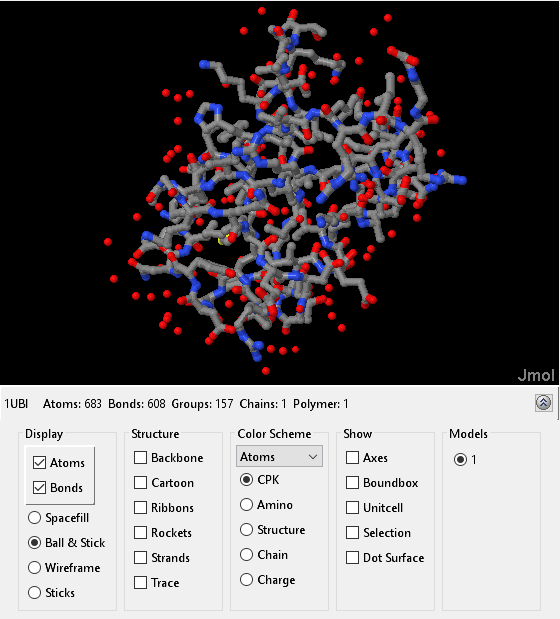 Figure Molecule Viewer: 1UBI contains objects of type uimenu, uitoolbar, hgjavacomponent.