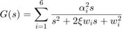 $$ G(s) = \sum_{i = 1}^6 \frac{\alpha_i^2 s}{ s^2 + 2\xi w_i s + w_i^2} $$