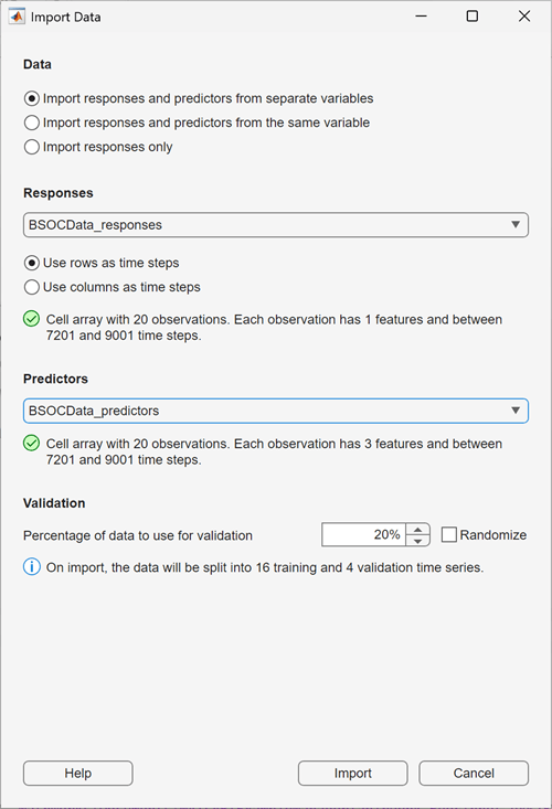 The Import Data dialog.
