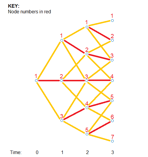 Connection illustration of Hull-White tree showing all paths