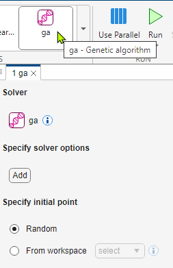 Choose ga from the toolstrip