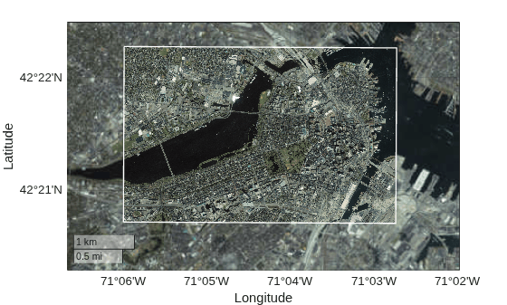 Figure contains an axes object with type geoaxes. The geoaxes object contains 3 objects of type rasterimage, polygon.