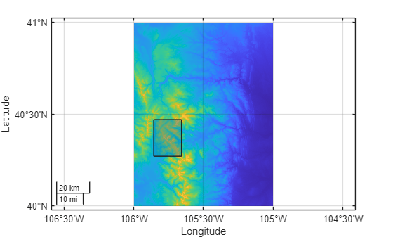 Figure contains an axes object with type geoaxes. The geoaxes object contains 2 objects of type pseudocolorraster, polygon.