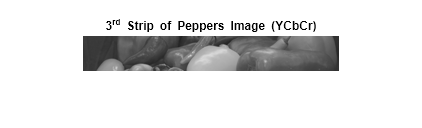 Figure contains an axes object. The hidden axes object with title 3 toThePowerOf rd baseline blank Strip blank of blank Peppers blank Image blank (YCbCr) contains an object of type image.