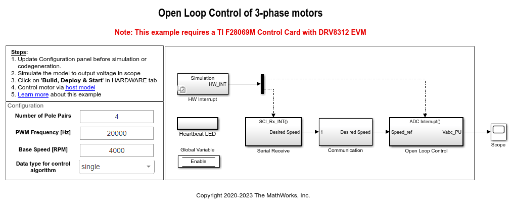 Run 3-Phase AC Motors in Open-Loop Control and Calibrate ADC Offset