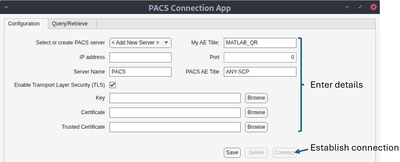 Configuration tab of the app.