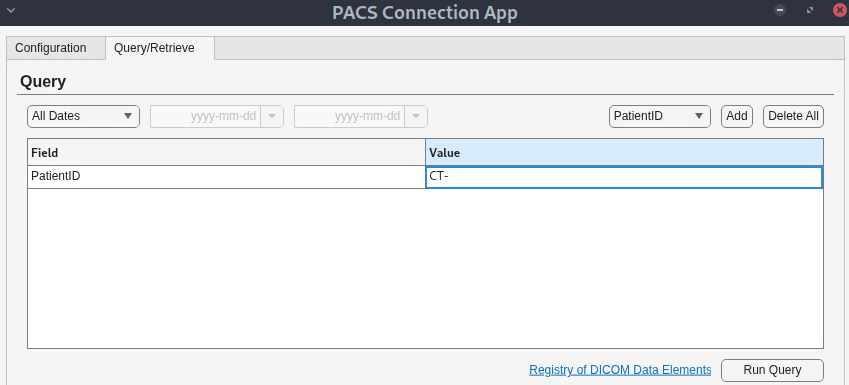 Query details added in Query section of Query/Retrieve tab of the app.