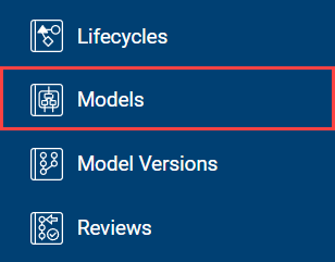 Modelscape Governance menu, showing Models highlighted