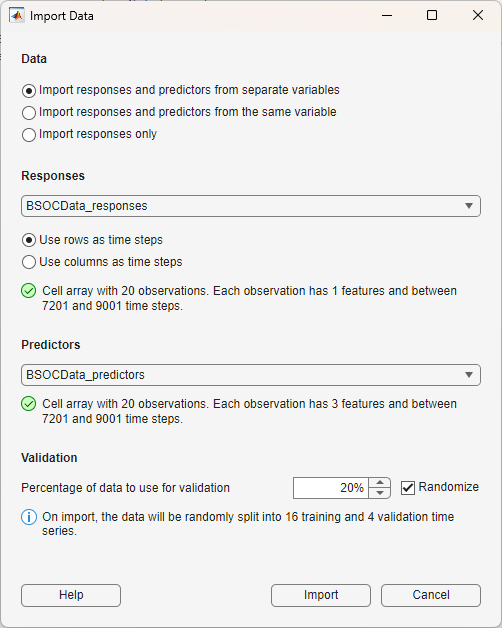 Import Data dialog box
