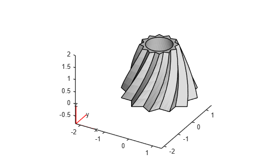 Extruded 3-D geometry with both tapering and a 45-degree twist