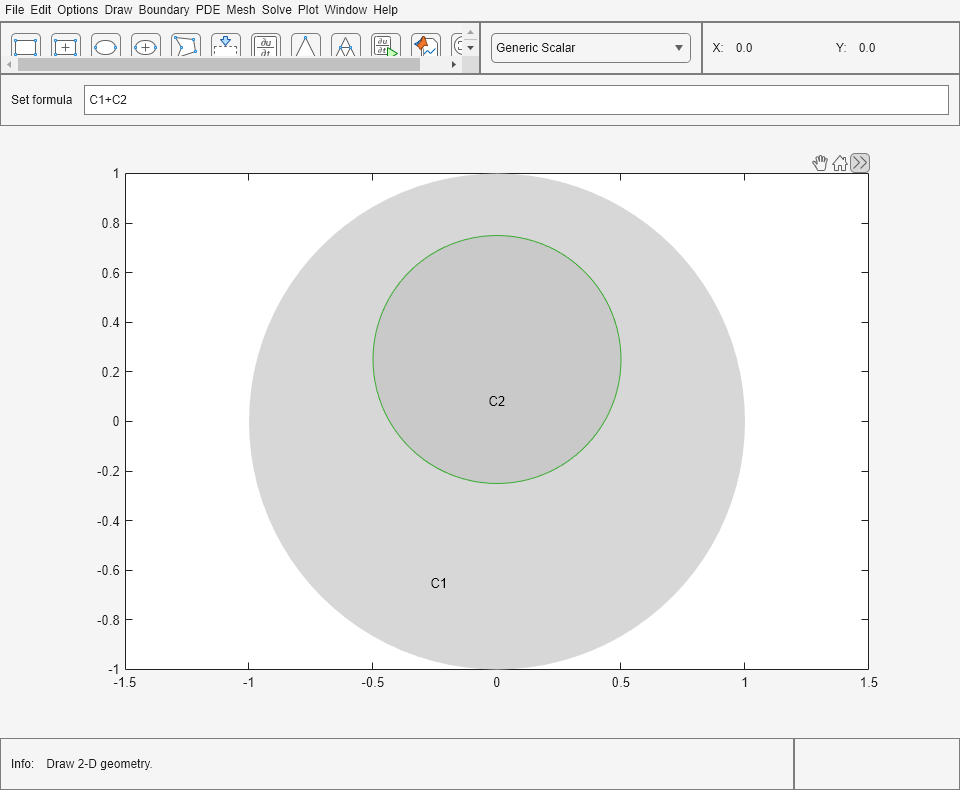 Figure PDE Modeler - [Untitled] contains objects of type uimenu, uigridlayout.