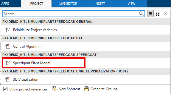 Speedgoat Plant Model shortcut.