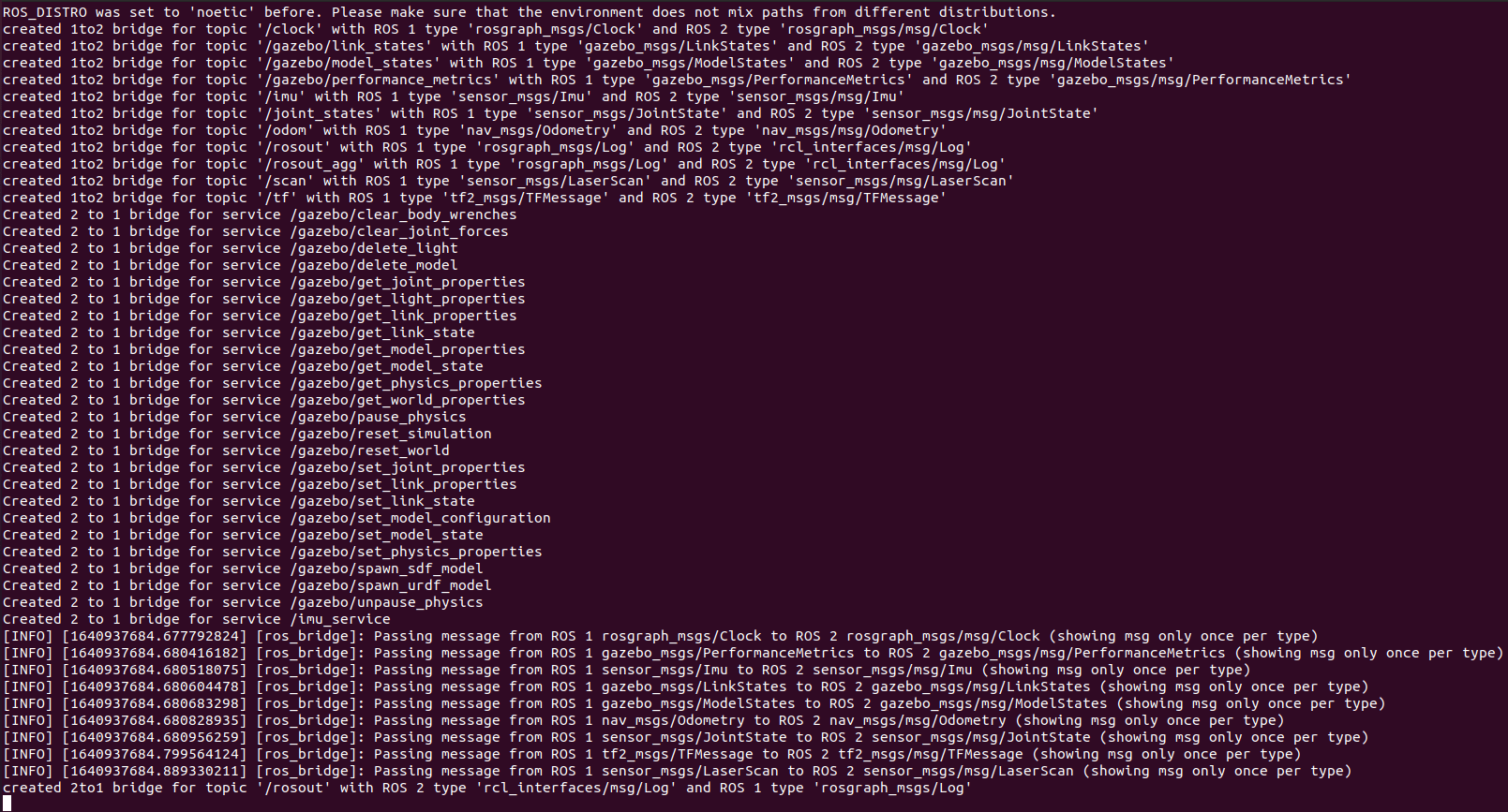 ROS Toolbox virtual machine terminal window