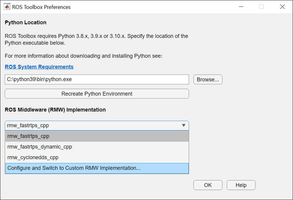 Choose custom RMW