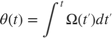 $$\theta(t) = \int^{t}\Omega(t')dt'$$