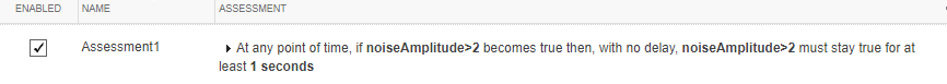 The Logical and Temporal Assessments section of of the Test Manager displays one assessment