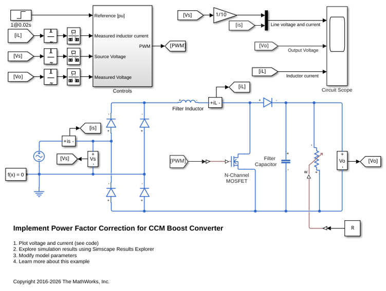Implement Power Factor Correction for CCM Boost Converter