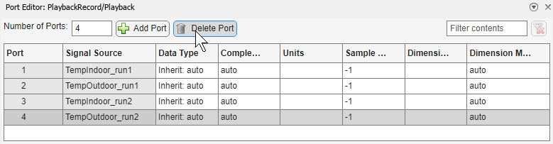 Playback block Port Editor