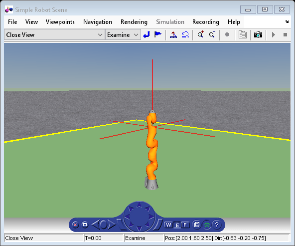 Figure Simple Robot Scene contains objects of type hgjavacomponent, uimenu, uipanel, uitoolbar.