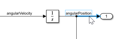 Part of the model showing the angularPosition signal selected