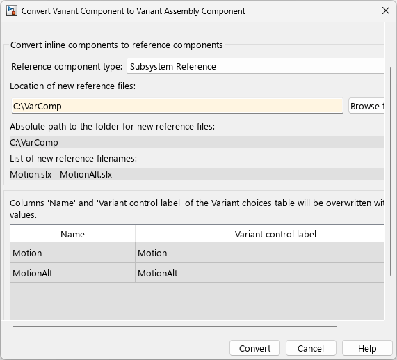 Convert Variant Component in Label Mode to Variant Assembly Component Interactively