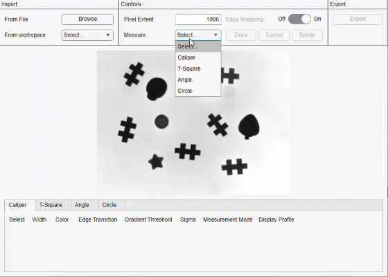 Caliper measurement in the app