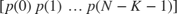 $[p(0)\,p(1)\,\ldots\,p(N-K-1)]$