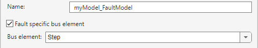 The Add Fault Behavior window. The section of the window shows that the Add fault behavior property is specified and the Fault Specific Bus Element property is enabled below it. The Bus Element property has a bus named NestedBus selected.