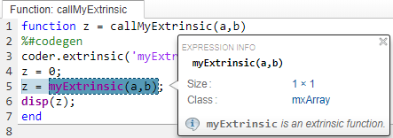 This image shows the report when it identifies the extrinsic function. The extrinsic function is purple.