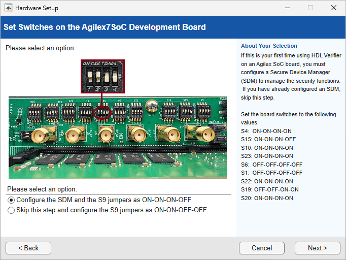Set Switches on Agilex 7 SoC Board
